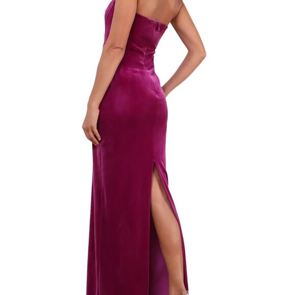 Lulus Regal Effect Magenta Velvet Bustier Staples Maxi Dress Size L - Picture 4 of 9